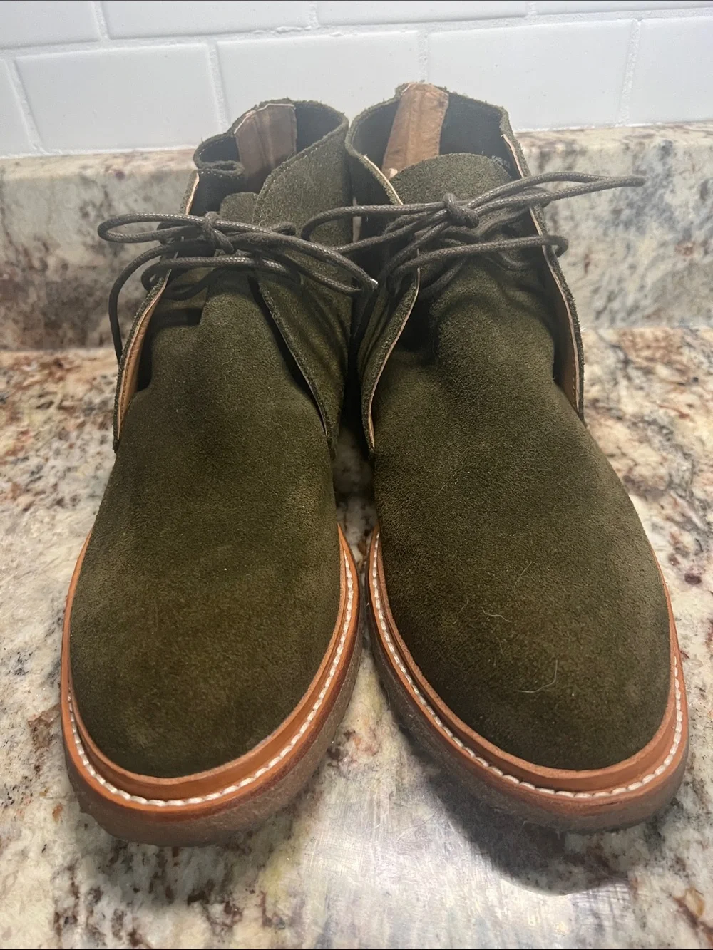 Polo Olive Green Suede Lace-Up Chukka Boots